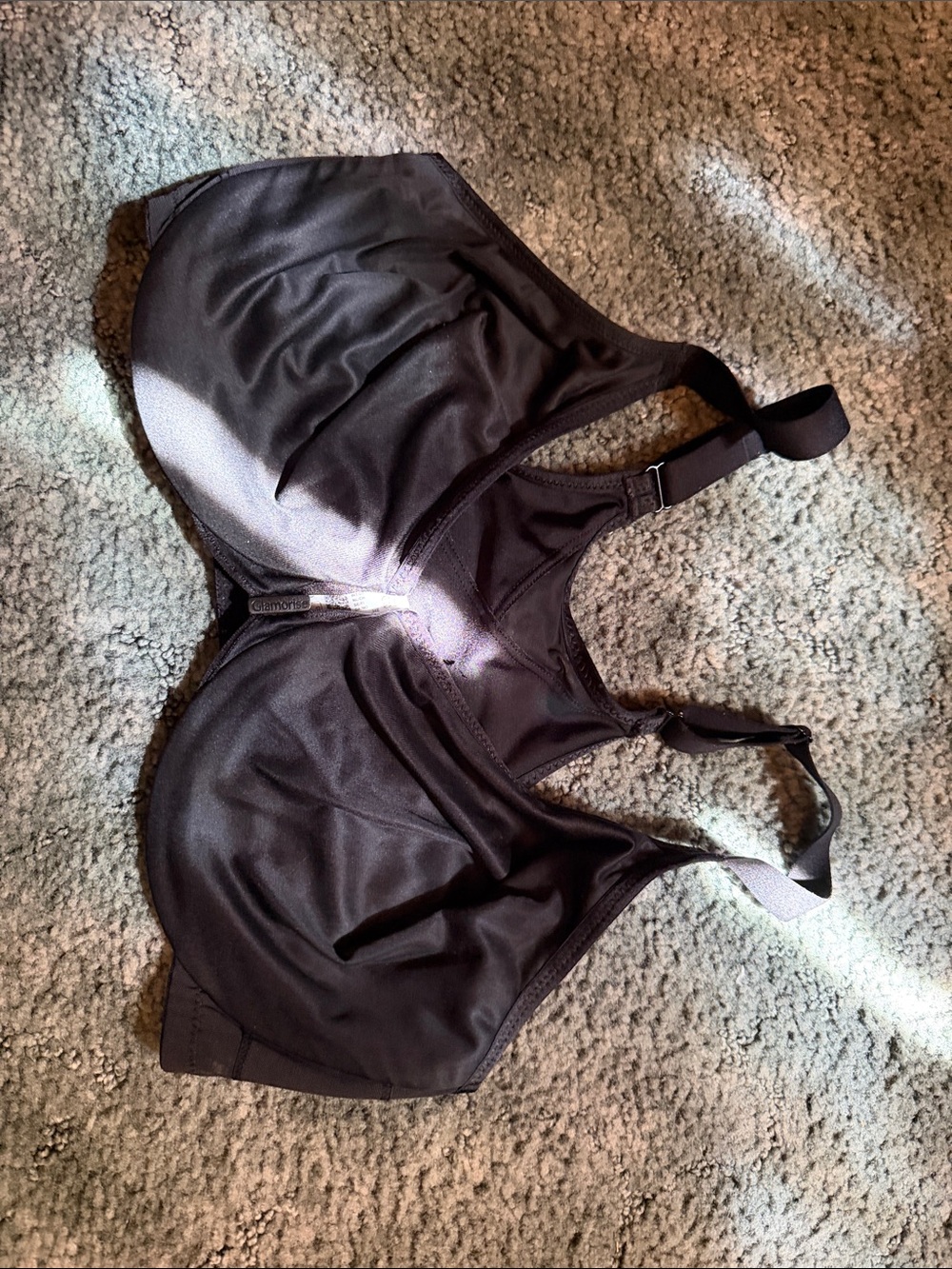 Glamorise Black Front-Zip Support Bra